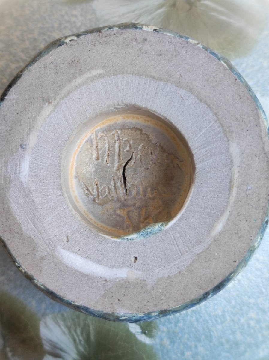 vase irisé Marius Bessone céramique Vallauris daté 84-photo-5