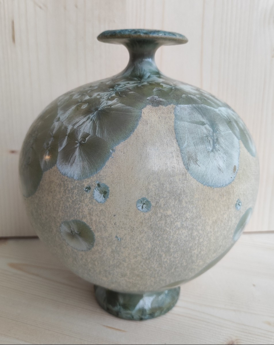 vase irisé Marius Bessone céramique Vallauris daté 84