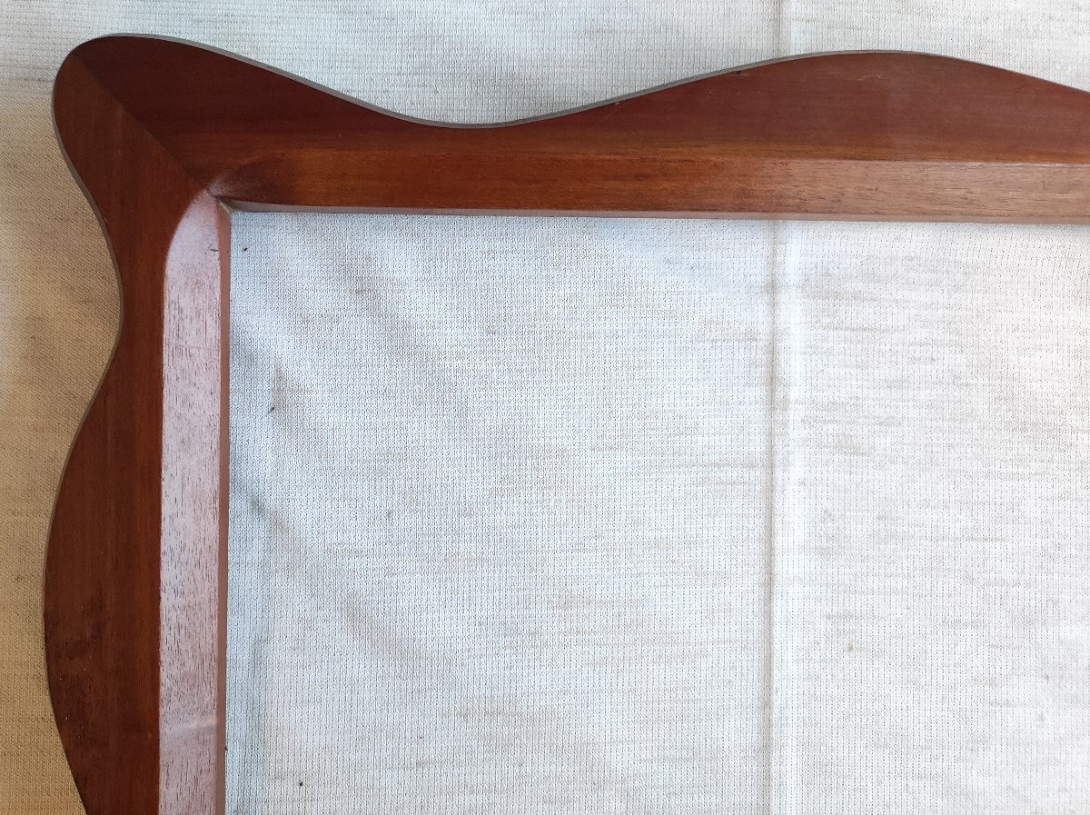 cadre art déco bois acajou sculpté feuillure 41 cm x 25 cm -photo-2