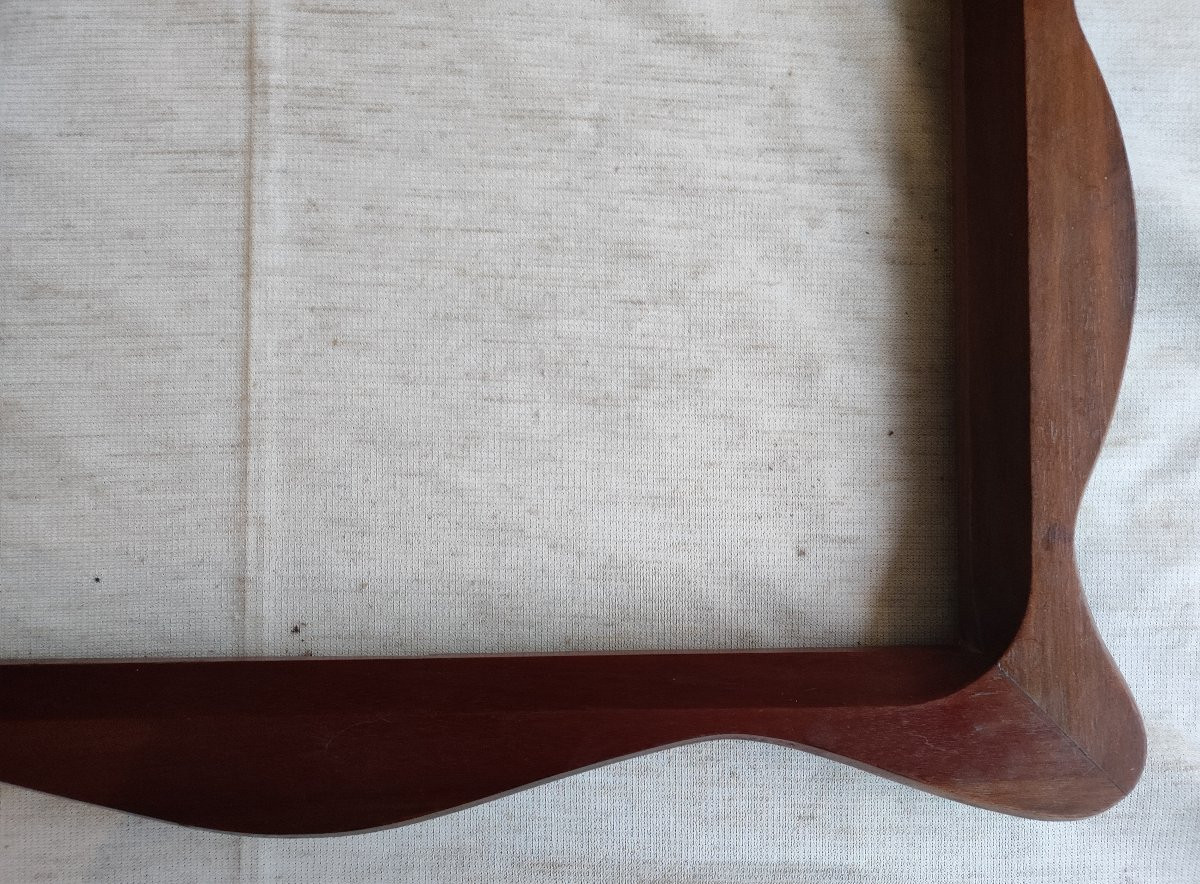 cadre art déco bois acajou sculpté feuillure 41 cm x 25 cm -photo-4