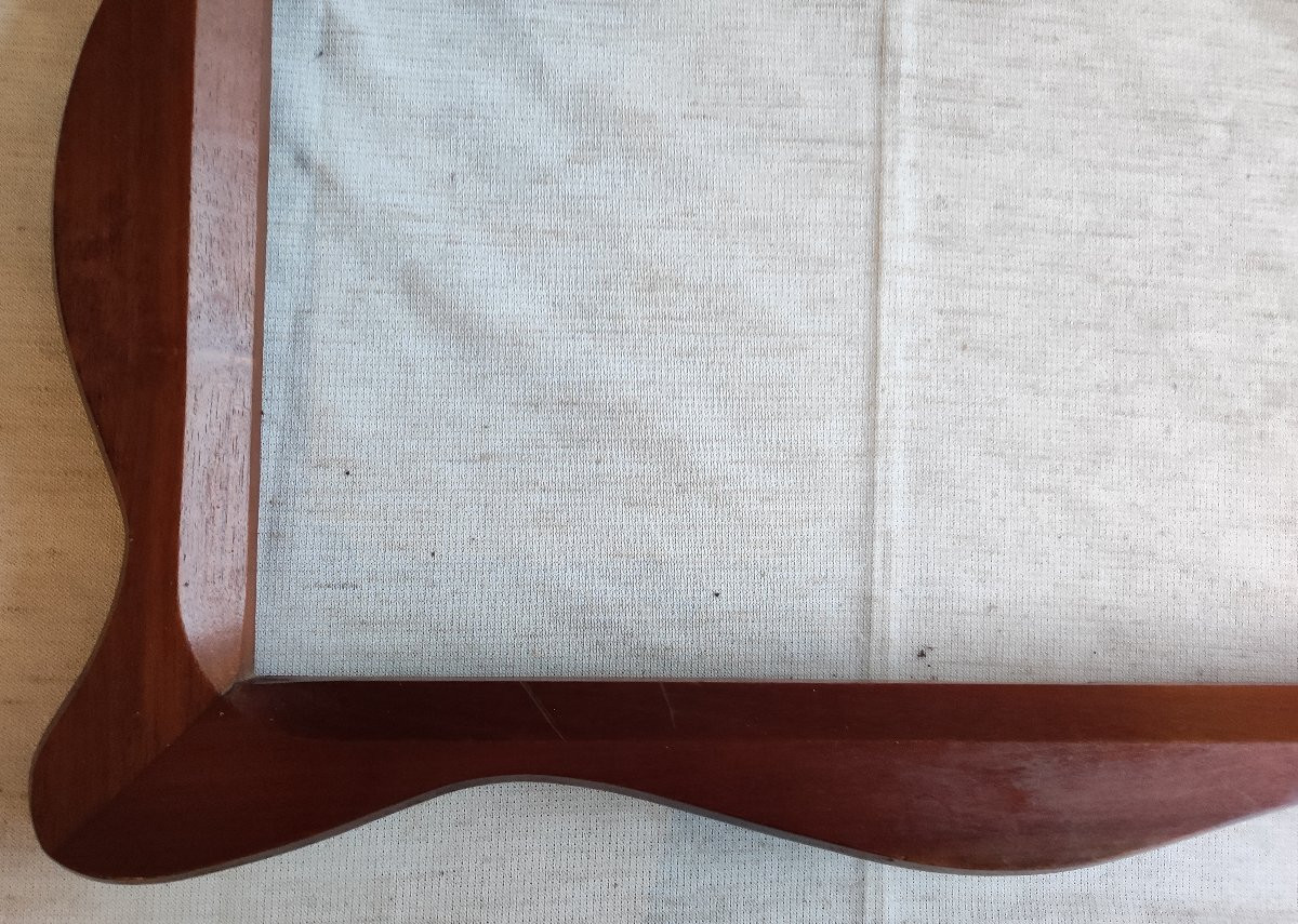 cadre art déco bois acajou sculpté feuillure 41 cm x 25 cm -photo-1