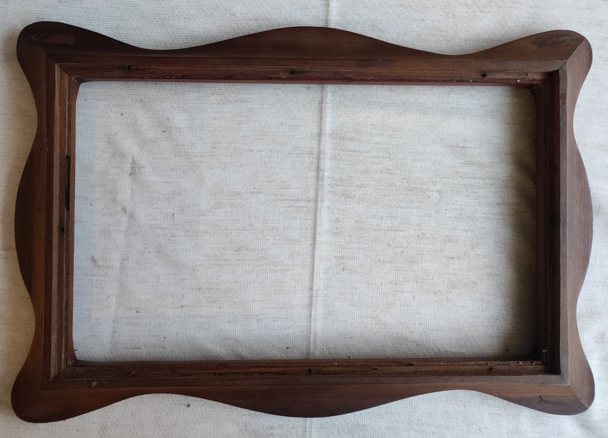 cadre art déco bois acajou sculpté feuillure 41 cm x 25 cm -photo-4