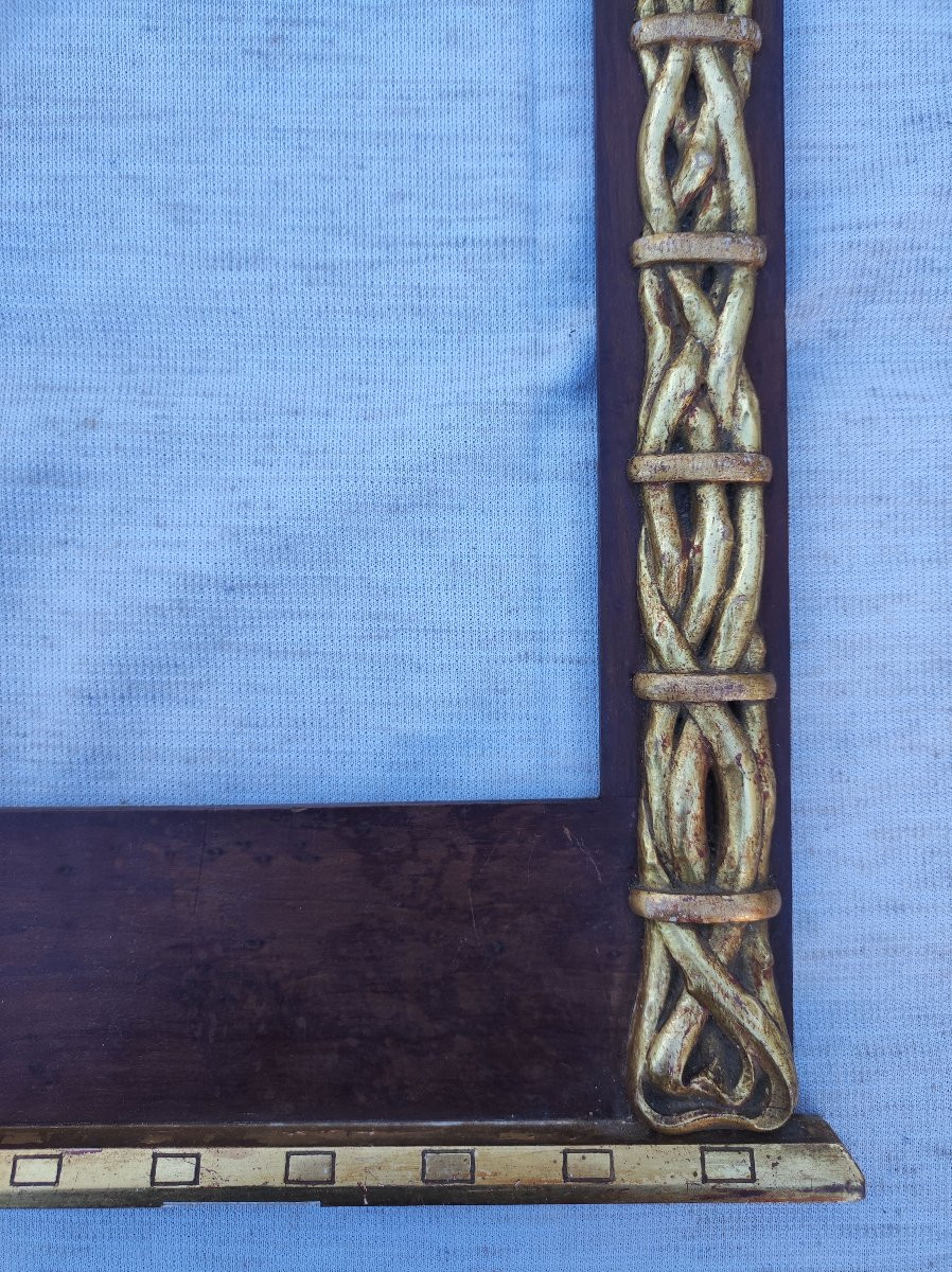 Symbolist Frame In Wood And Gilded Stucco, 29 Cm X 21 Cm -photo-4