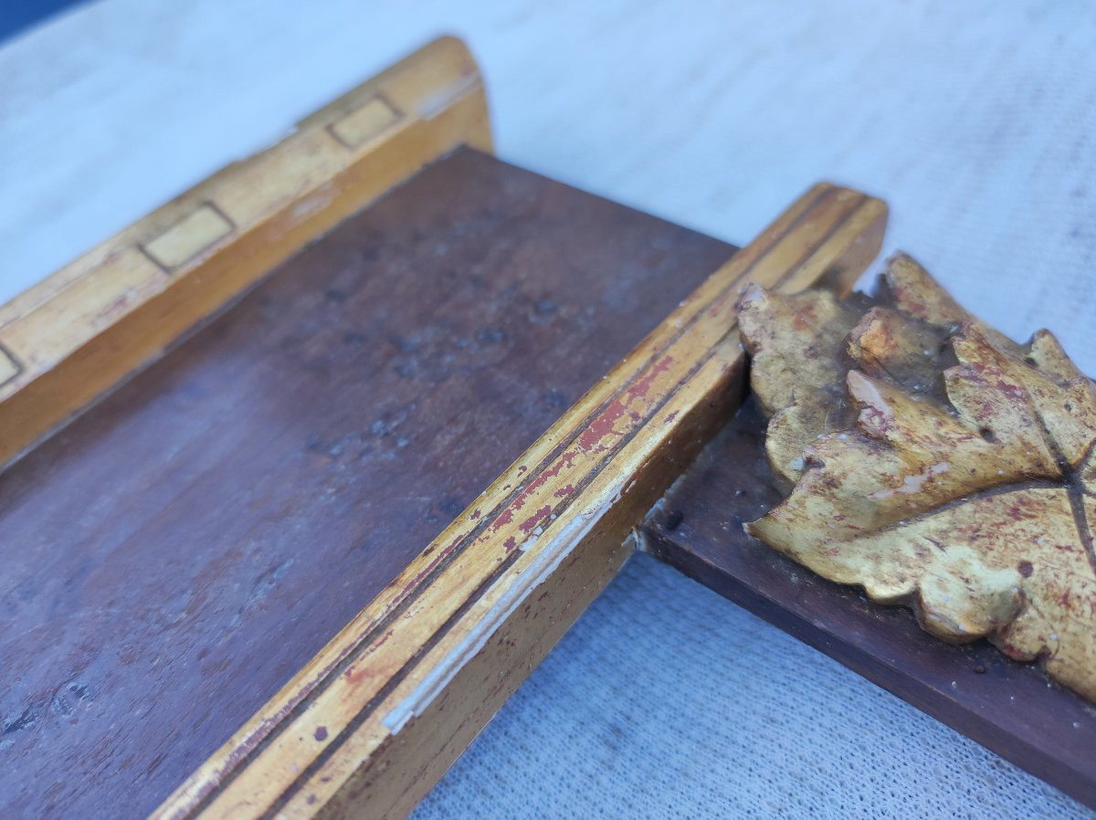Symbolist Frame In Wood And Gilded Stucco, 29 Cm X 21 Cm -photo-3