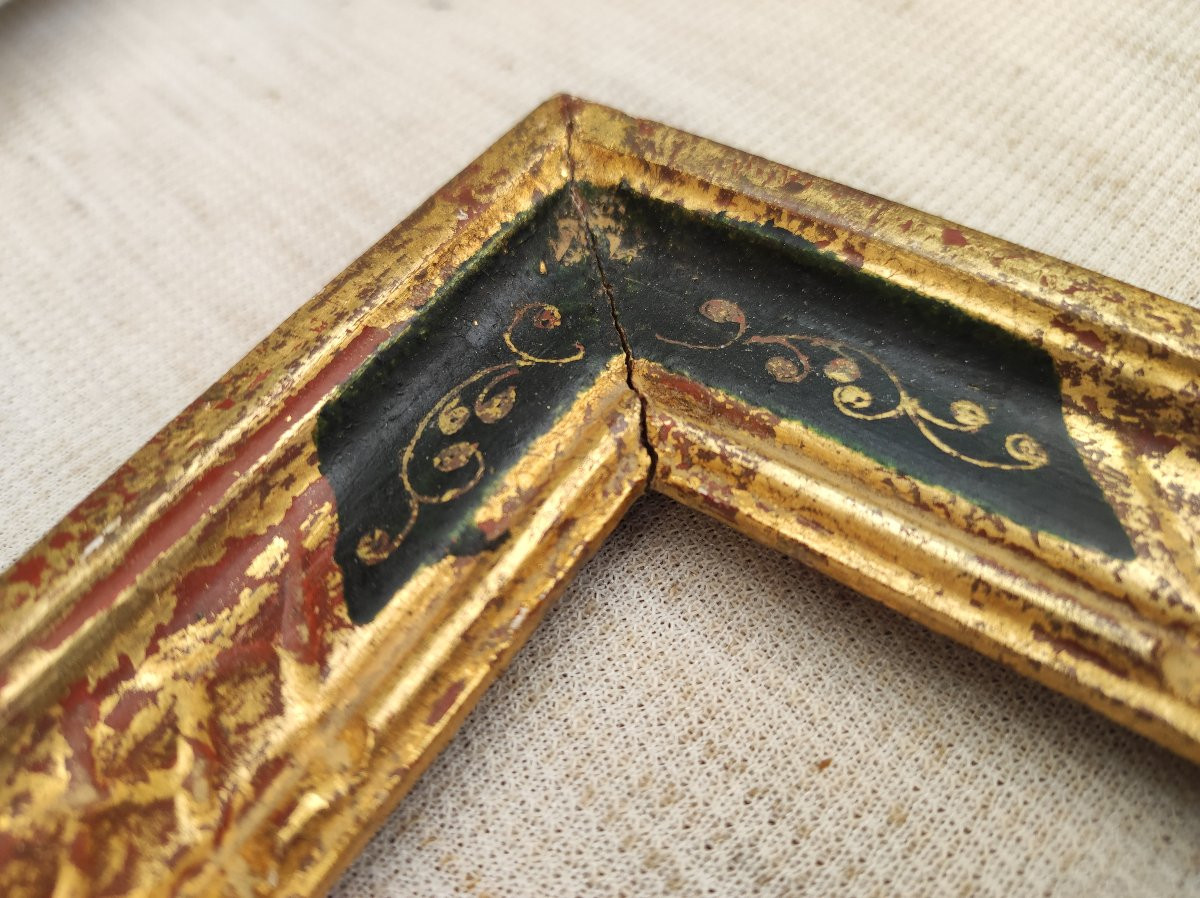 Gilded Wood Frame Renaissance Style Rebate 14 Cm X 10 Cm-photo-2