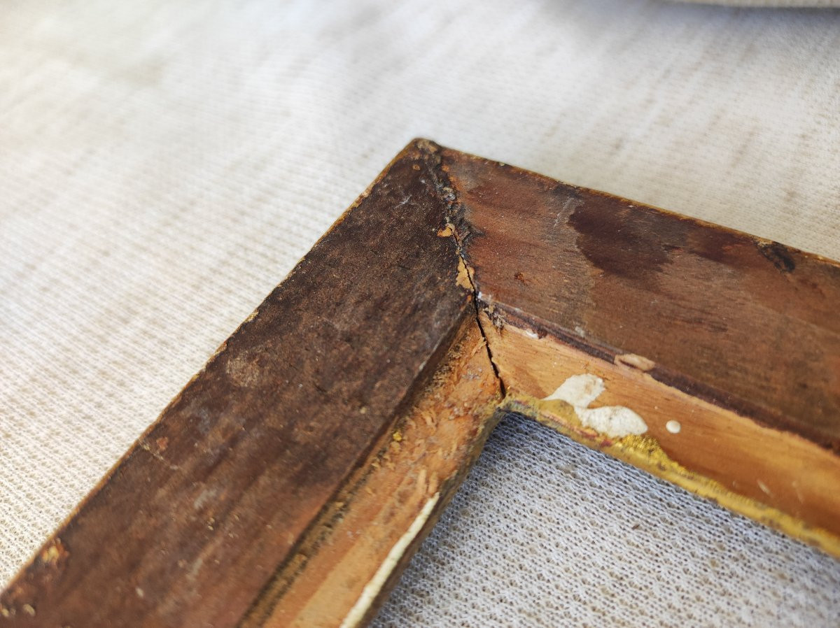 Gilded Wood Frame Renaissance Style Rebate 14 Cm X 10 Cm-photo-4