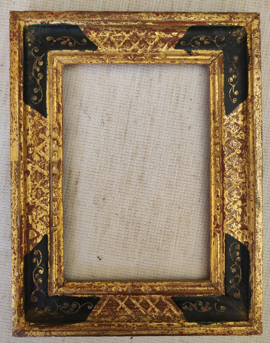 Gilded Wood Frame Renaissance Style Rebate 14 Cm X 10 Cm