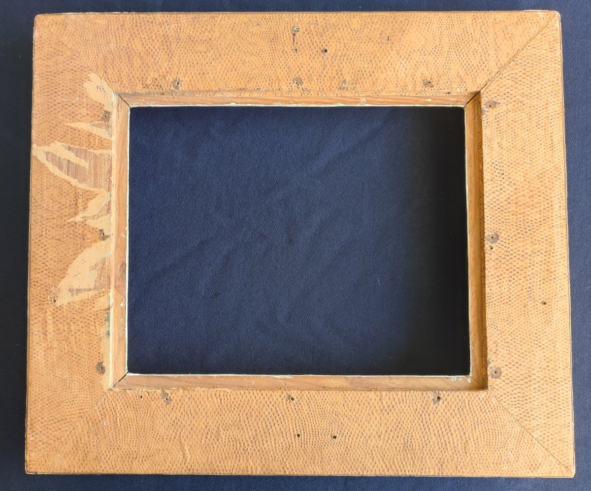 cadre XX -ème  Montparnasse bois sculpté patiné feuillure 30 cm x 24 cm -photo-4