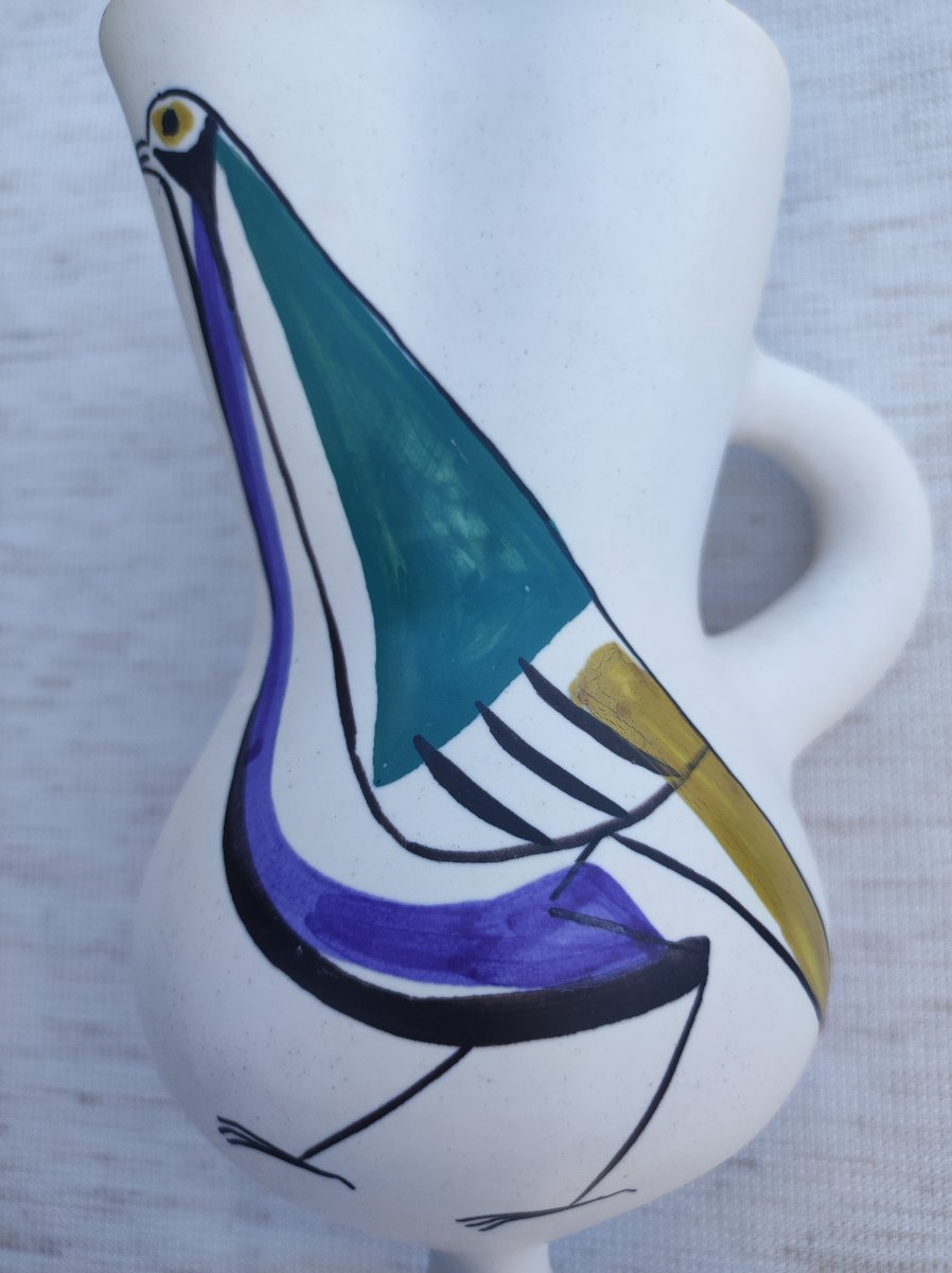 Roger Capron Wall Vase With Bird Design -photo-2
