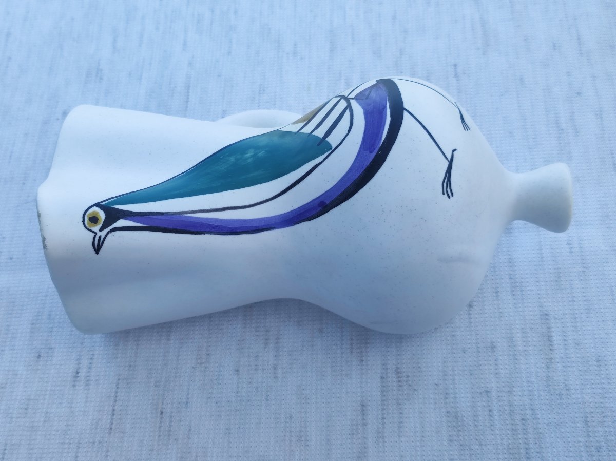 Roger Capron Wall Vase With Bird Design -photo-3