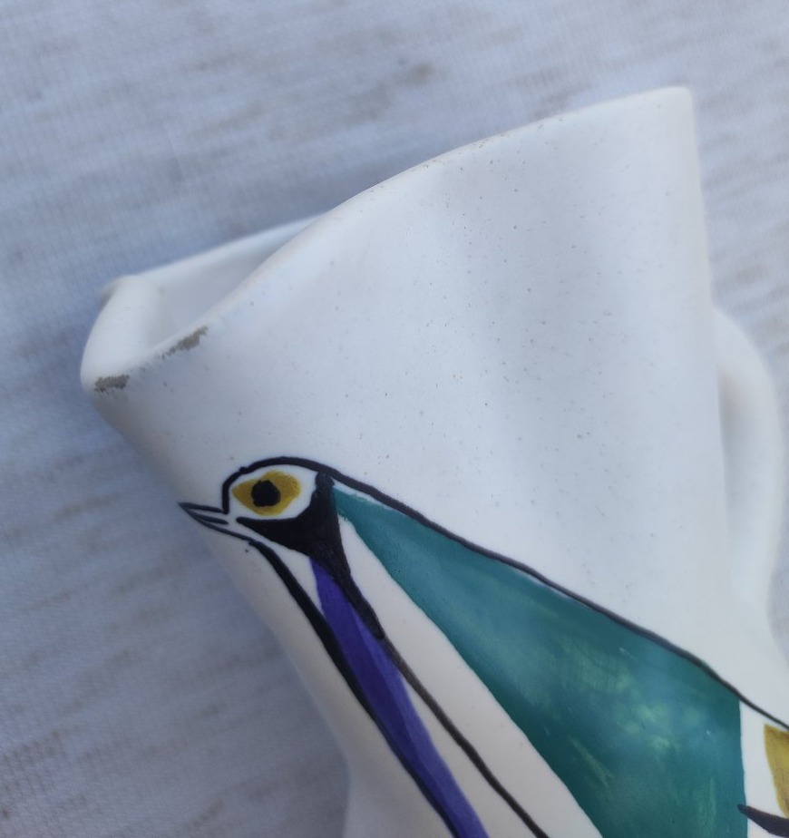 Roger Capron Wall Vase With Bird Design -photo-4
