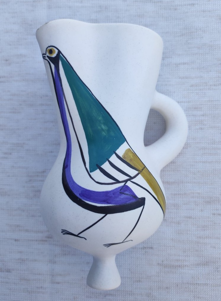 Roger Capron Wall Vase With Bird Design -photo-3