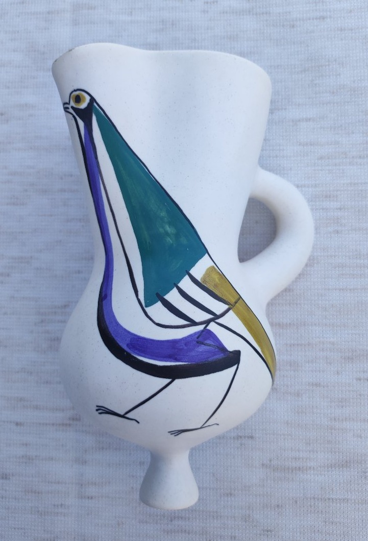 Roger Capron Wall Vase With Bird Design 