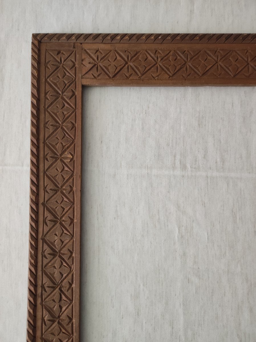 Orientalist-style Carved Wooden Frame, 57 Cm X 37 Cm -photo-3
