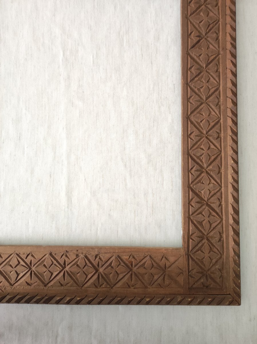 Orientalist-style Carved Wooden Frame, 57 Cm X 37 Cm -photo-4