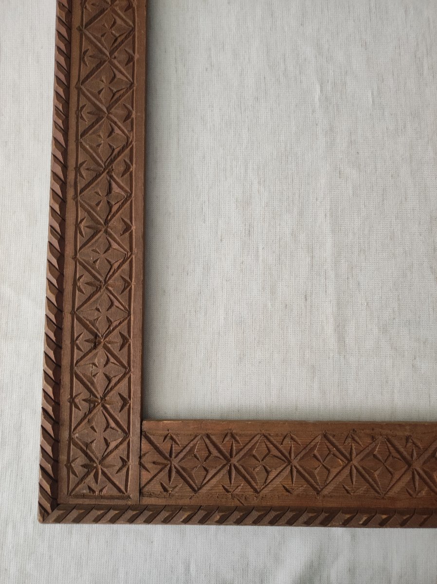 Orientalist-style Carved Wooden Frame, 57 Cm X 37 Cm -photo-2