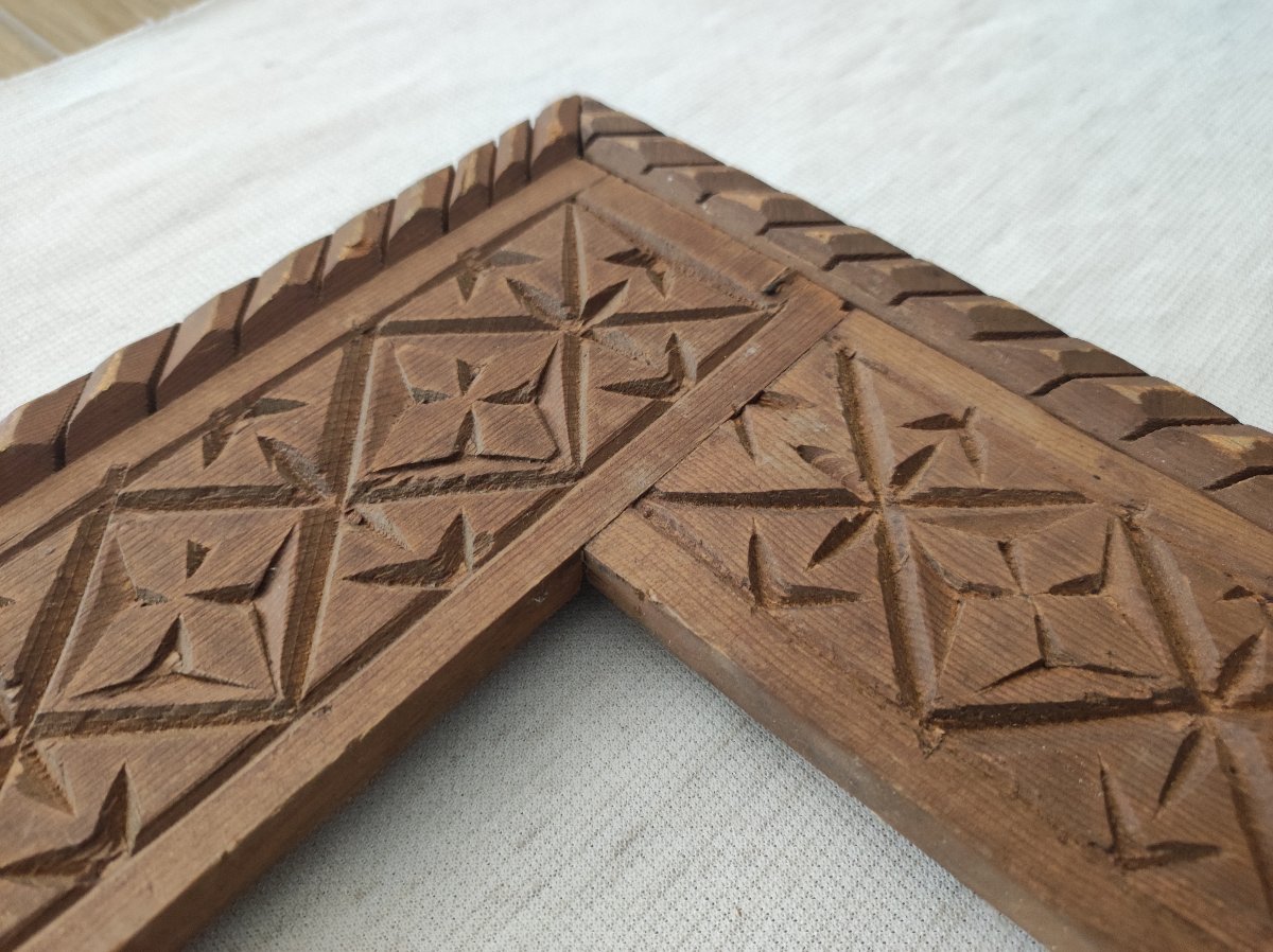 Orientalist-style Carved Wooden Frame, 57 Cm X 37 Cm -photo-3