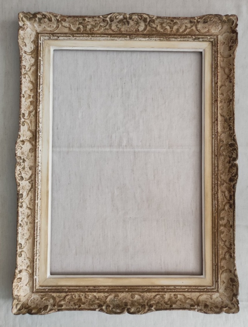 Cadre 10P Montparnasse bois sculpté patiné feuillure 55 cm x 38 cm 