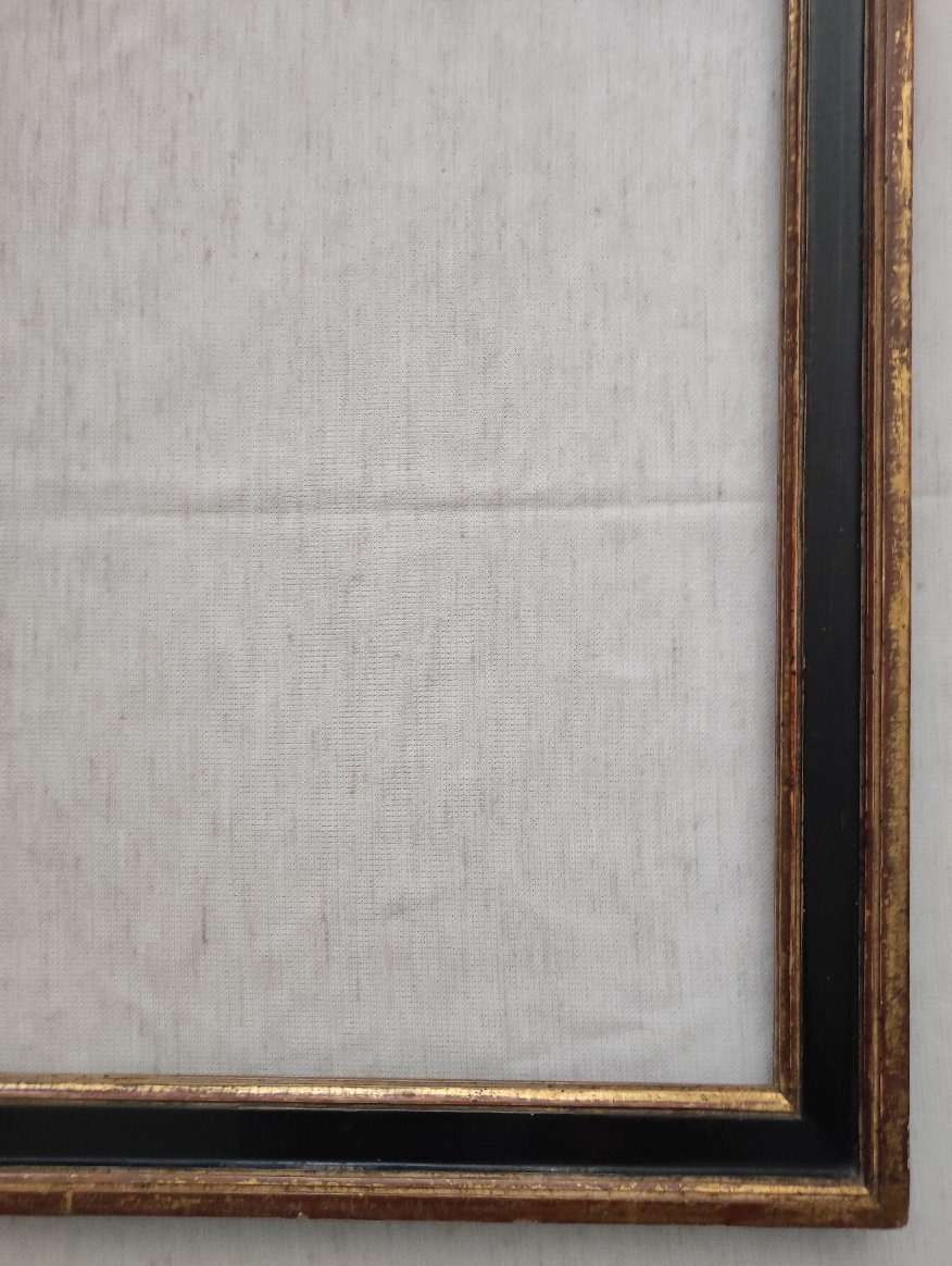 Antique Napoleon III-style Black And Gold Frame, 56 Cm X 46 Cm-photo-3