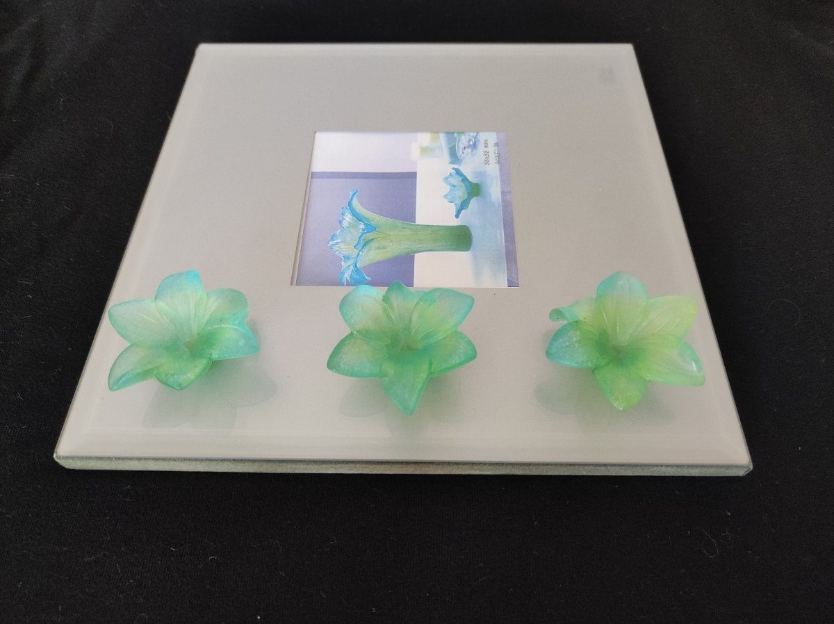Cadre photo cristal Daum amaryllis feuillure 9 cm x 9 cm -photo-1