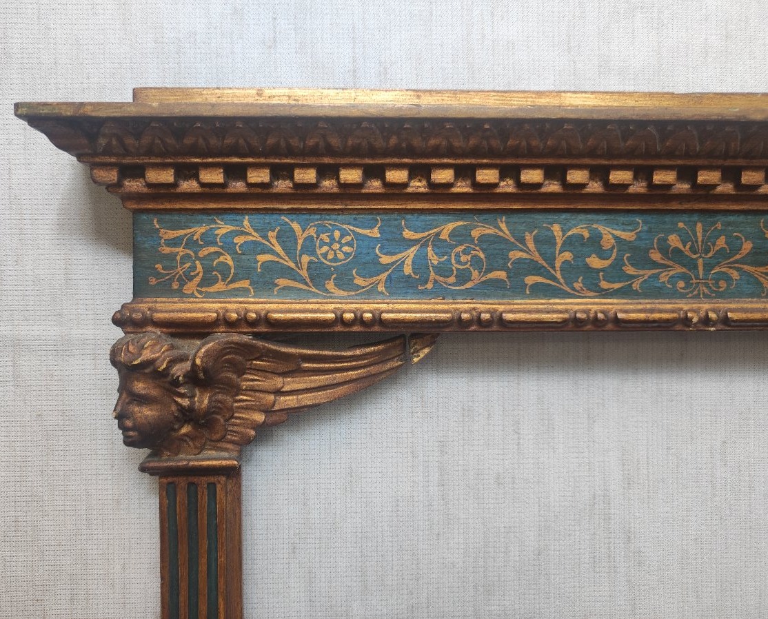 Cadre tabernacle style gothique - renaissance feuillure 35 cm x 26 cm decor anges-photo-2