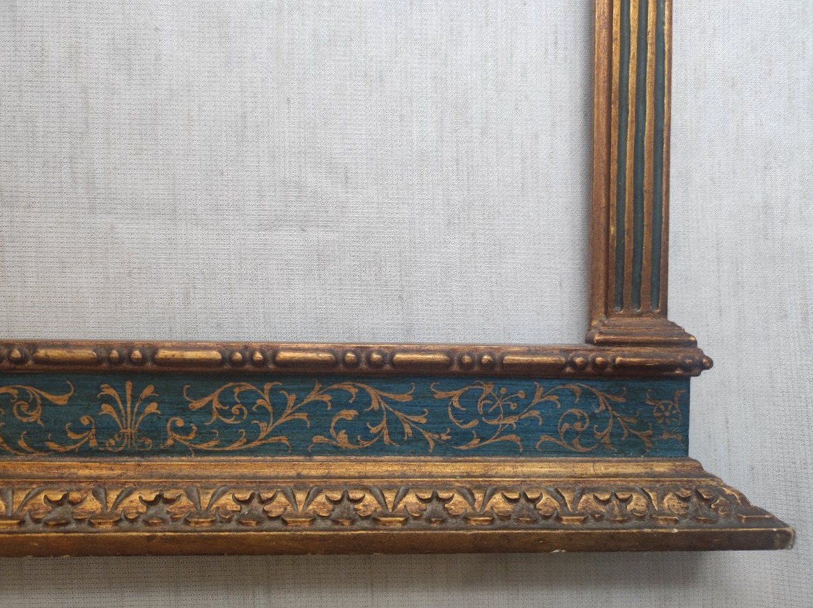 Cadre tabernacle style gothique - renaissance feuillure 35 cm x 26 cm decor anges-photo-4