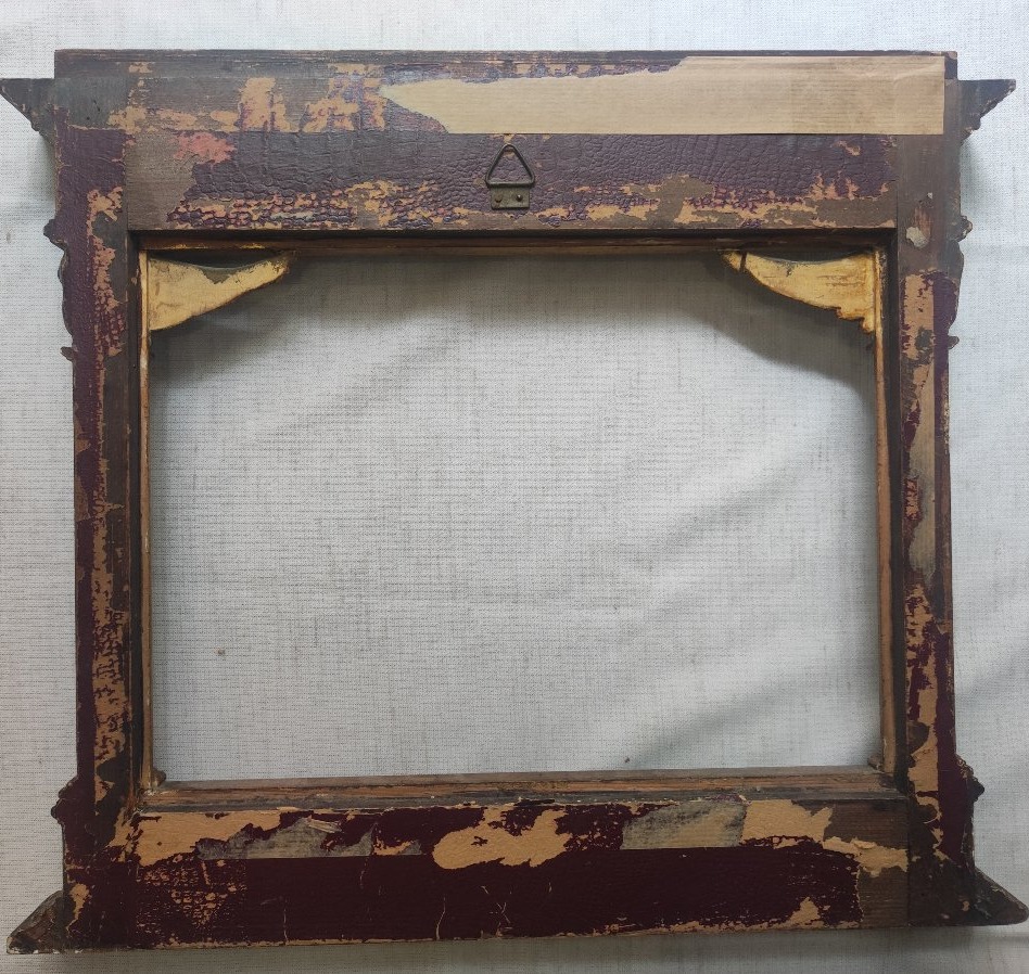 Cadre tabernacle style gothique - renaissance feuillure 35 cm x 26 cm decor anges-photo-5