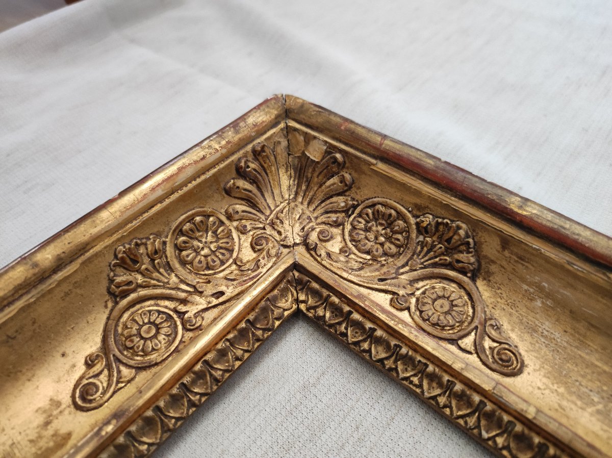 Antique Empire-style Frame With A 40 Cm X 37 Cm Rebated Frame, Made Of Wood With Gilded Stucco-photo-1