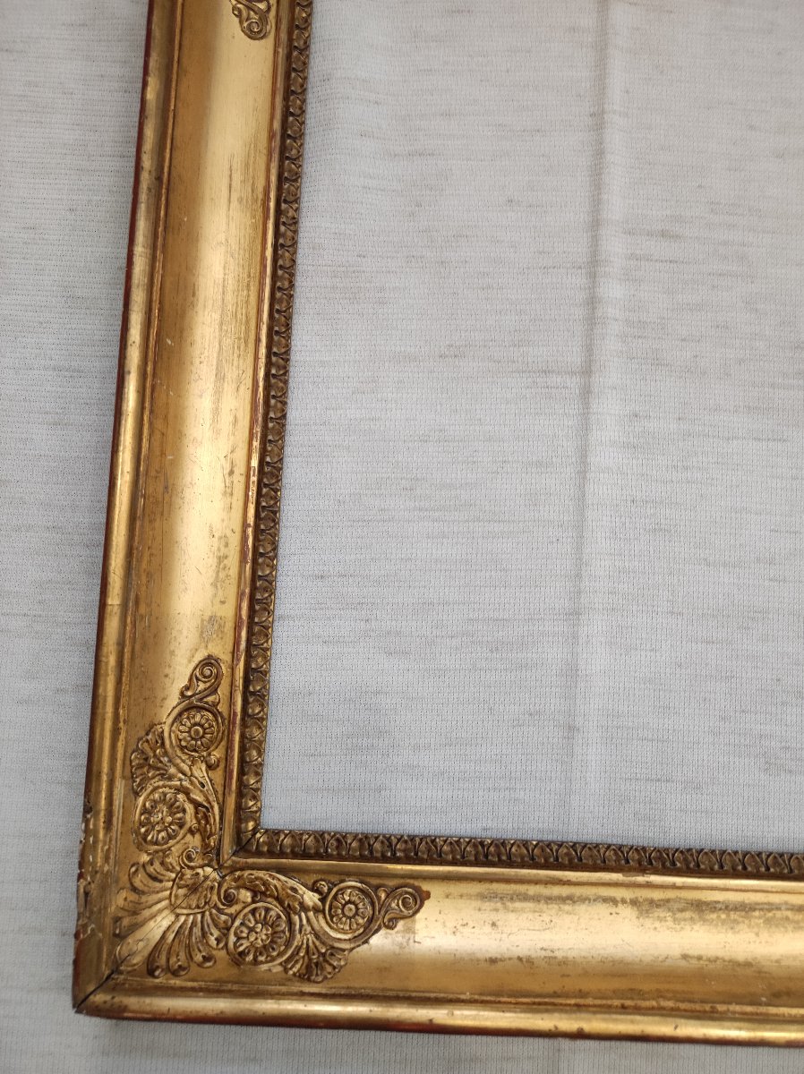 Antique Empire-style Frame With A 40 Cm X 37 Cm Rebated Frame, Made Of Wood With Gilded Stucco-photo-4