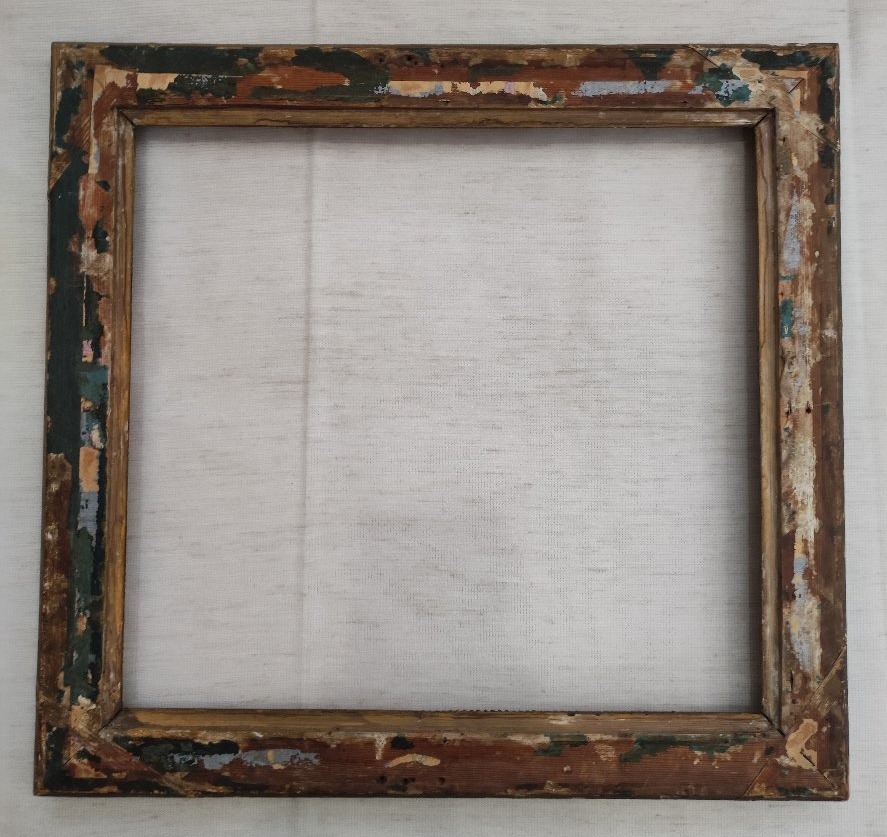 Antique Empire-style Frame With A 40 Cm X 37 Cm Rebated Frame, Made Of Wood With Gilded Stucco-photo-5