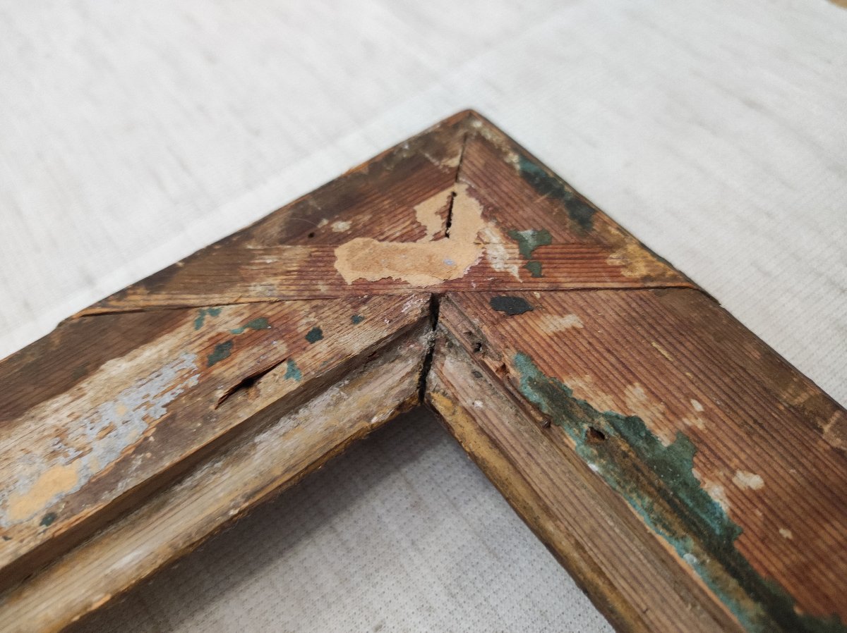 Antique Empire-style Frame With A 40 Cm X 37 Cm Rebated Frame, Made Of Wood With Gilded Stucco-photo-6