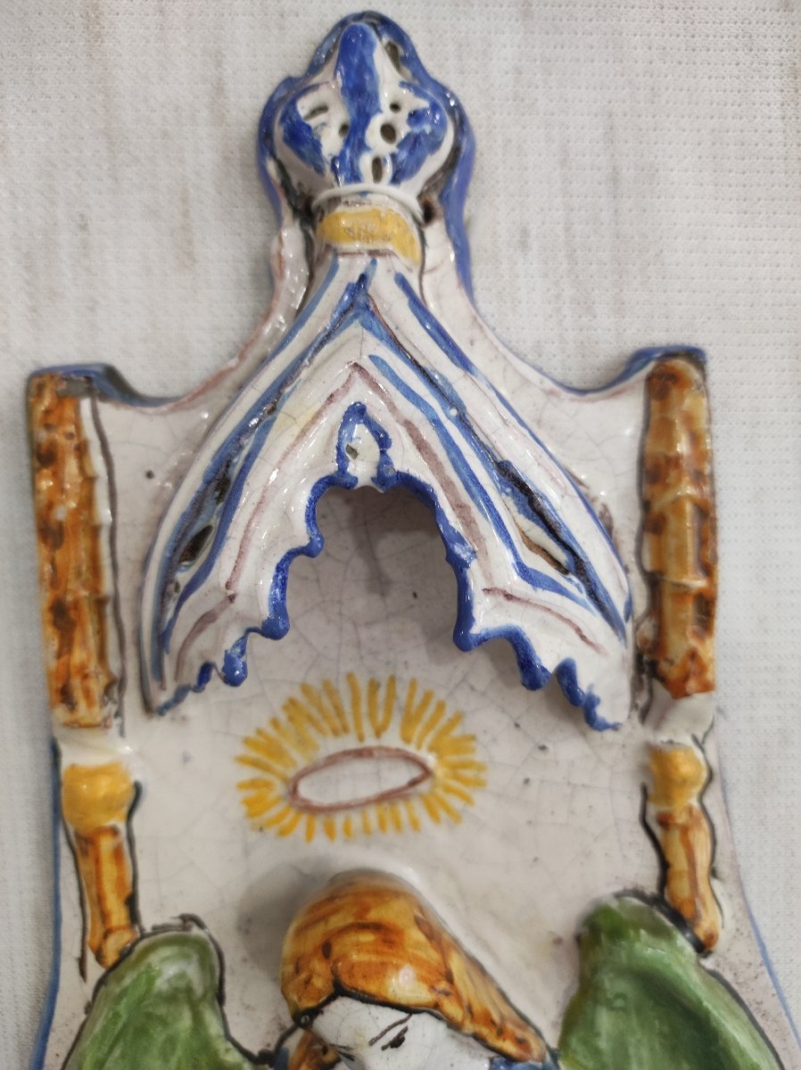 19th-century Breton Earthenware Holy Water Font Attributed To Ladislas Graindorge-photo-4
