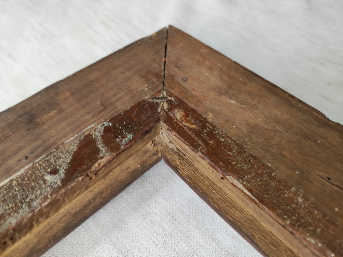 Ancien cadre bois sculpté 19 ème feuillure 36 cm x 27 cm -photo-2
