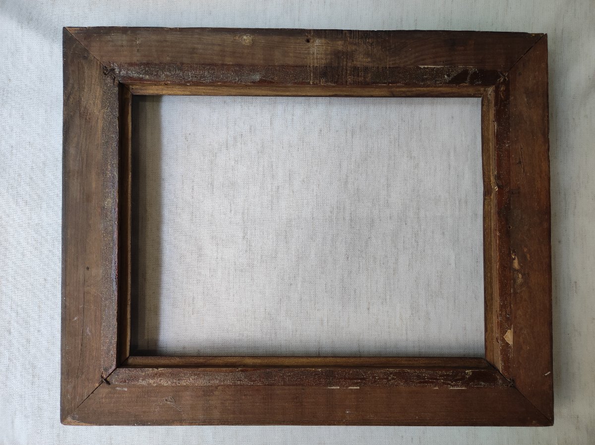 Ancien cadre bois sculpté 19 ème feuillure 36 cm x 27 cm -photo-3
