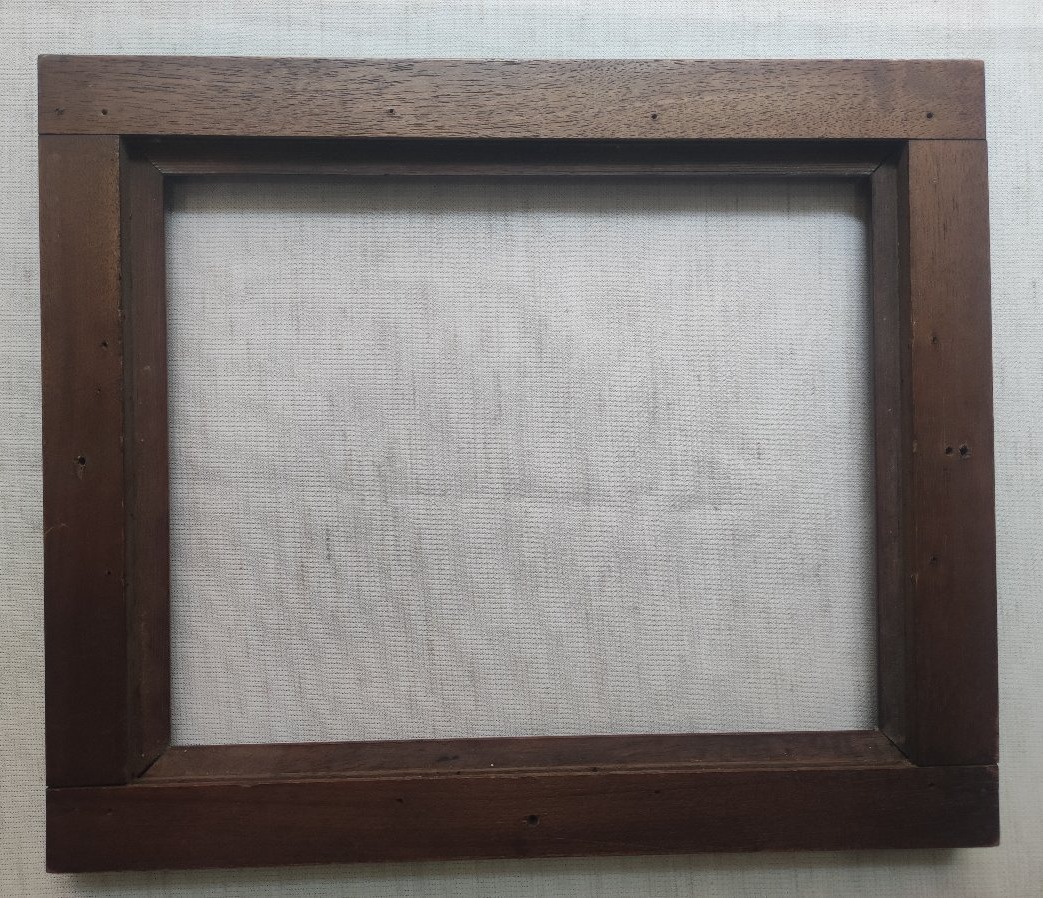 Ancien cadre noyer sculpté feuillure 38 cm x 22 cm -photo-4