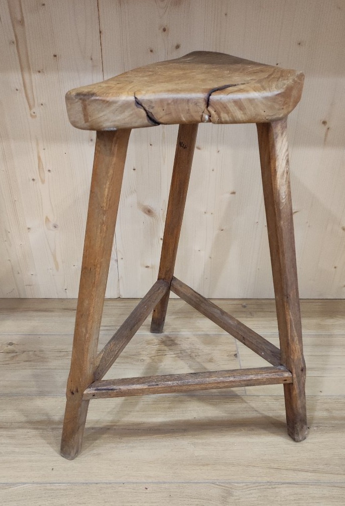 Haut tabouret art populaire bois buraliste Xx ème -photo-3