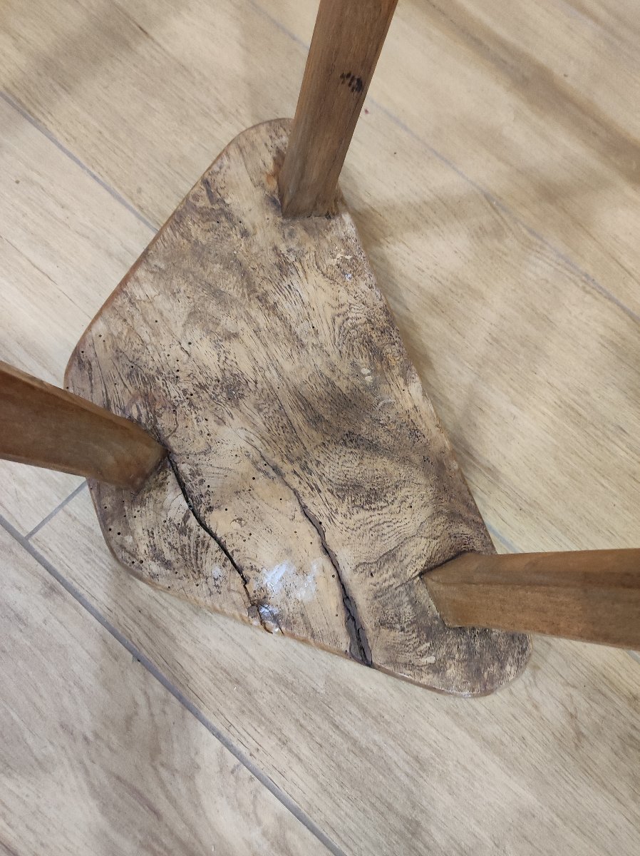 Haut tabouret art populaire bois buraliste Xx ème -photo-3