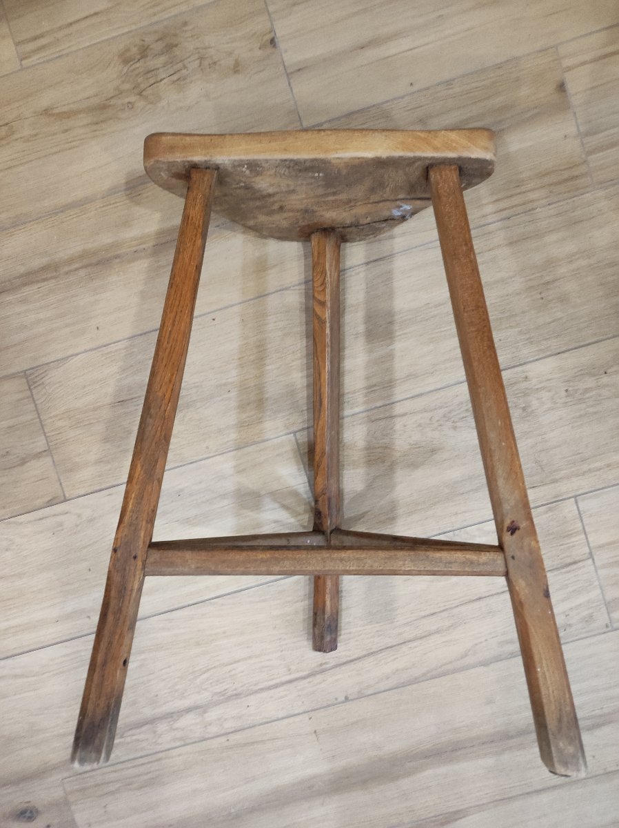 Haut tabouret art populaire bois buraliste Xx ème -photo-4
