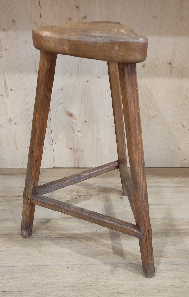 Haut tabouret art populaire bois buraliste Xx ème 