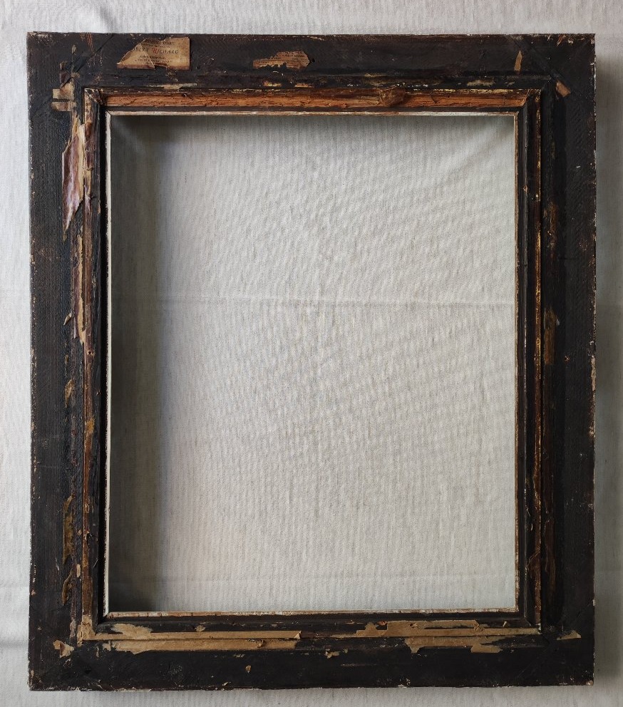 Ancien cadre Montparnasse bois et stuc patiné feuillure 61 cm x 50 cm format 12F-photo-4