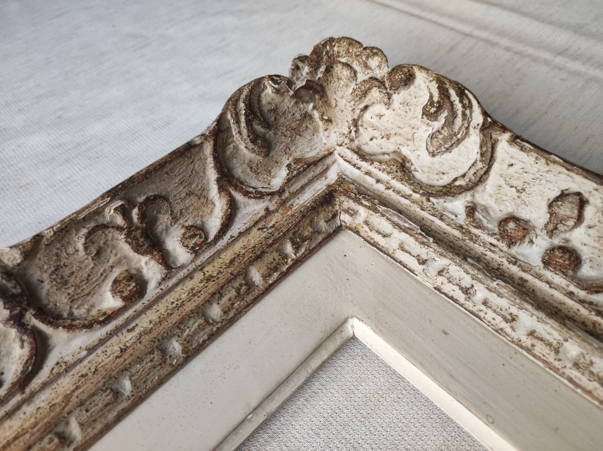 Ancien cadre Montparnasse en bois sculpté patiné feuillure 27 cm x 22 cm format 3F-photo-2
