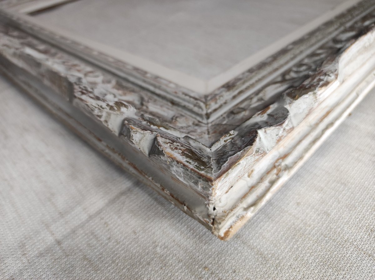 Montparnasse Wooden Frame, Carved With A Weathered Finish, Rebate, 41 Cm X 33 Cm, 6f Size-photo-4
