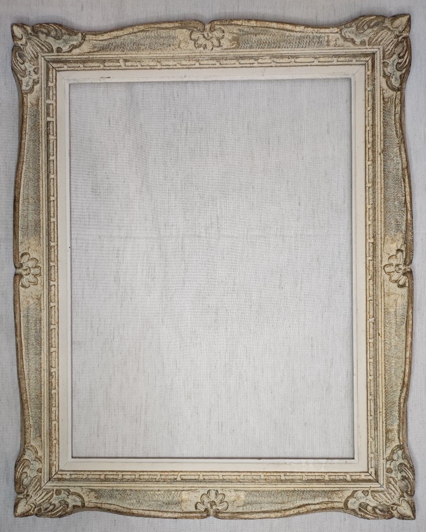 Cadre Montparnasse bois sculpté patiné feuillure 61 cm x 46 cm  format 12 P