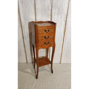 Marquetry Bedside Table 3 Drawers
