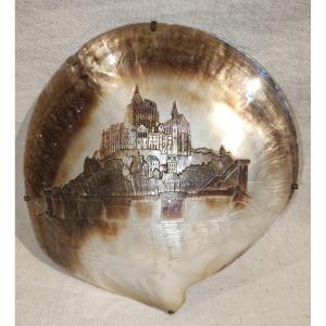 Carved Mother-of-pearl Shell Signed Georges Boyer Mont Saint Michel