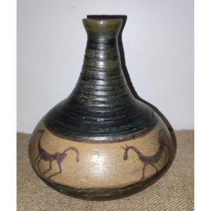 Vase François Raty Vallauris Decor Horses Year 50