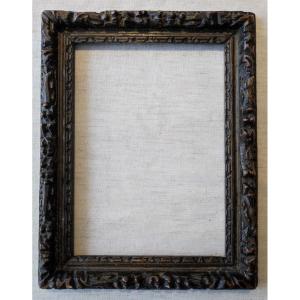 Antique 17th Century Carved Wooden Frame, Rebate 27 Cm X 19 Cm, 3f Format