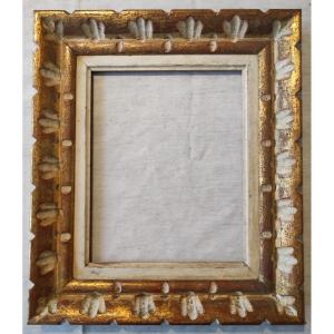 Montparnasse-style Carved Wood Frame With A Gilded Patina, Rabbeted, 30 Cm X 24 Cm 