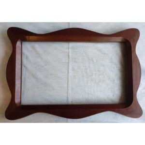 cadre art déco bois acajou sculpté feuillure 41 cm x 25 cm 