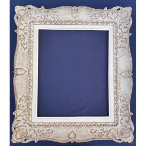 Frame 8f Monptanasse Carved Wood With Patina Rebate 46 Cm X 38 Cm